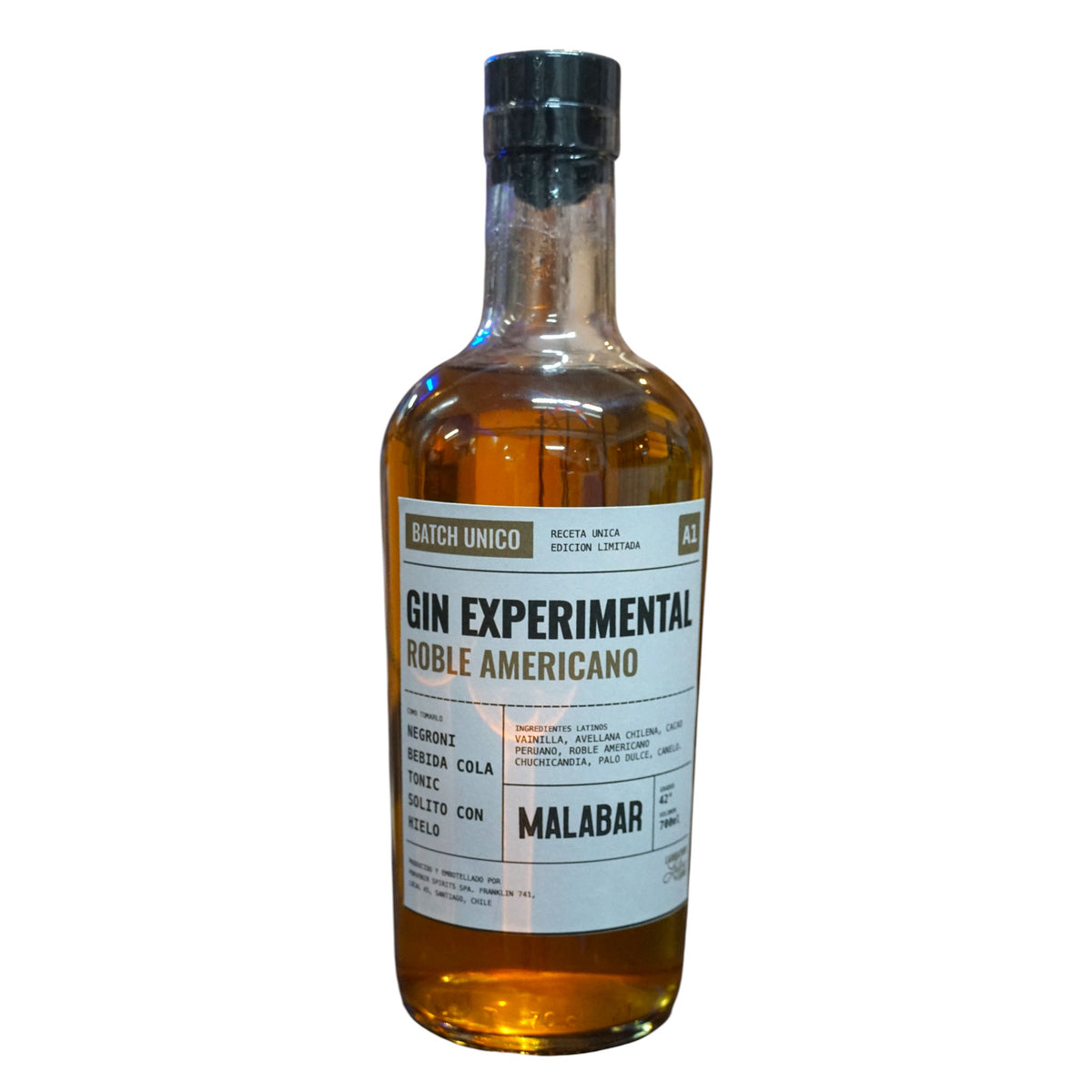 Botella Gin Experimental Roble Americano Malabar 700 ml, 42°, Batch Único A1