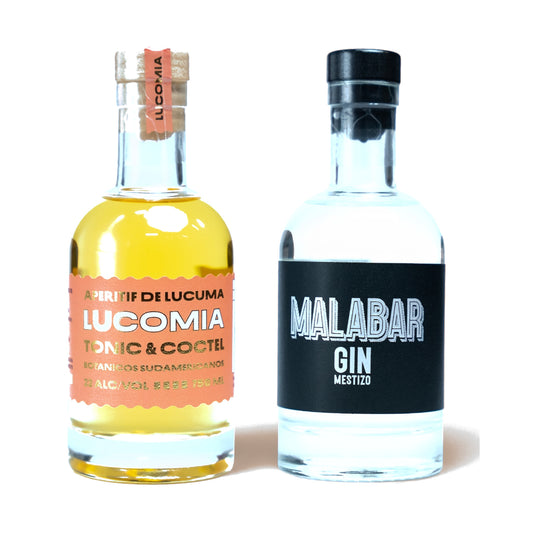 Pack Degustación 200 ml: Lucomía Aperitif + Gin Malabar - dos botellines del Laboratorio Latino del Sabor