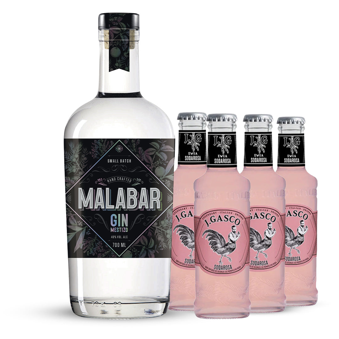 Botella Gin Malabar + Sodas Rosa
