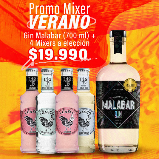 Promo Mixers Verano - Gin Malabar (700 ml) + 4 Mixers